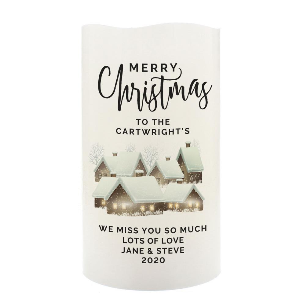 Personalised Christmas Town LED Candle £13.49